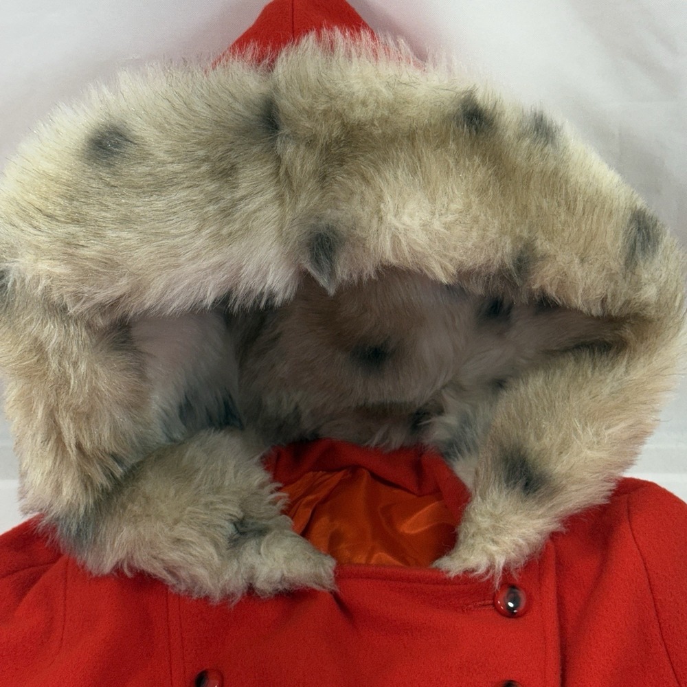 Vintage Red Leopard Faux Fur Womens Cloak Vest Gilet Cape One Size - Picture 4 of 11